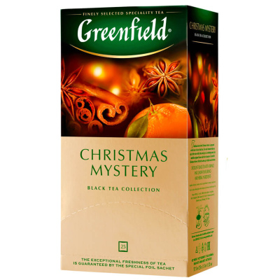 Чай черный, 25 пакетиков Greenfield Christmas Mystery с корицей, ( 1,5х25х10)  black tea