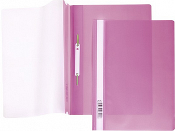 KALAM.KZ - Папка-скоросшиватель пластиковая "Hatber", А4, 140/180мкм, прозрачный верх, розовая