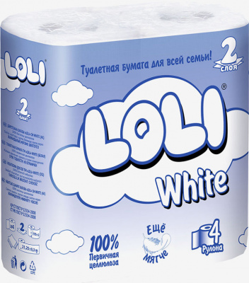 Туалетная  бумага, в уп.4 шт, 2-х слойная Loli ECO Океан
