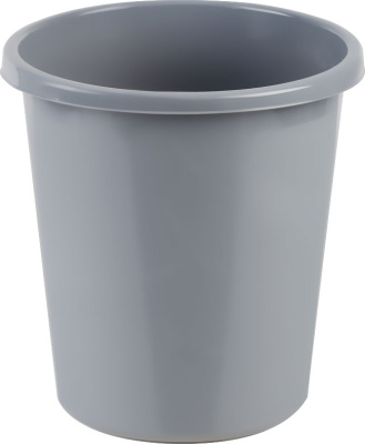 Корзина для бумаг 9л, круглая, цельная, серая Стамм