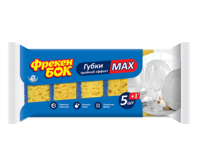 Губка для мытья посуды 5+1 шт в уп. ФрекенБОК Max