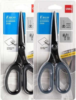 KALAM.KZ - Ножницы 17,5 см, ручки пластиковые, ассорти "Ergo" Deli
