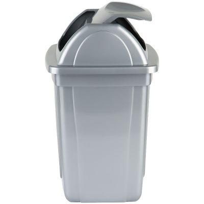 KALAM.KZ - Корзина для бумаг 12л, цельная с вращающейся крышкой, серая Стамм