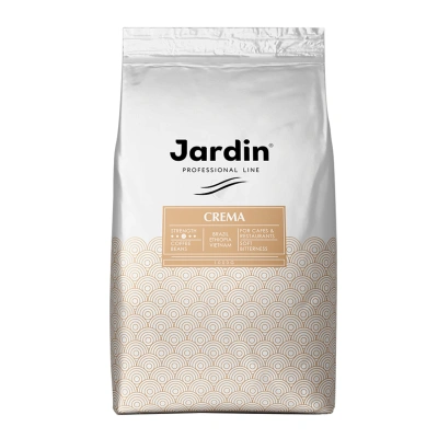 Кофе в зернах 1000 г, Jardin Crema средней обжарки арабика/робуста в мягкой упаковке с клапаном Кофе в зернах 1000 г, Jardin Crema средней обжарки арабика/робуста в мягкой упаковке с клапаном