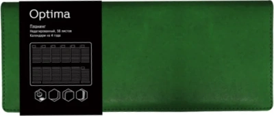Планинг недатированный, 56л., иск. кожа, зеленый Optima, Эксмо