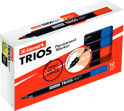 KALAM.KZ - Маркер перманентный, 1-2мм., круглый наконечник, BX Trios, синий Luxor