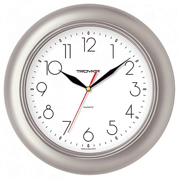 KALAM.KZ - Часы d-300мм, круглые, белые, серебристый корпус, пластиковое стекло Часпром