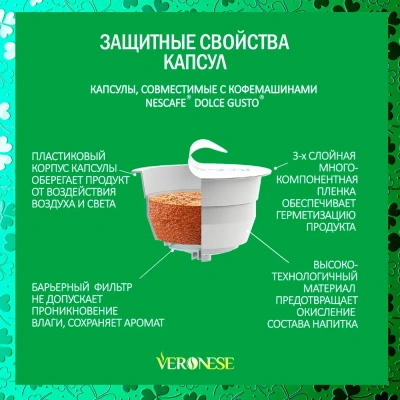 KALAM.KZ - Кофе в капсулах, 10 шт Veronese Cappuccino Irish Cream, для Dolce Gusto