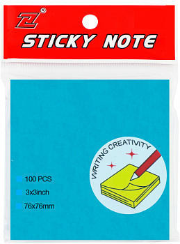 Бумага для заметок 76x76мм, 100л., самоклеющаяся, голубая "Sticky"