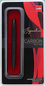 KALAM.KZ - Ручка шариковая 0.7мм, Cello "Signature Carbon", синяя, пластиковый футляр
