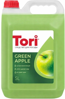 Средство для мытья посуды 5л, "Tori" Яблоко
