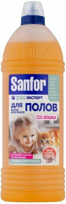 Средство моющее, универсальное для пола 1л. ультра блеск,ZOO эксперт, когда в доме кошка "Sanfor"