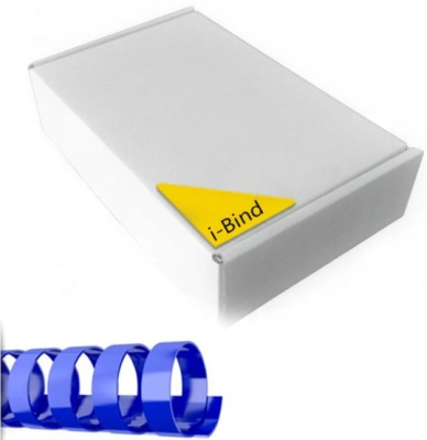 Пружина для переплета, 8мм, 1-45л, пластиковая, синяя, 100шт в уп. I-Bind