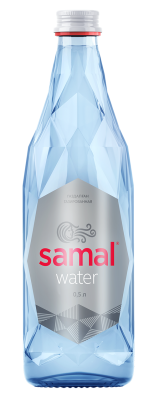 Вода минеральная газированная, 0,5 л, стеклянная бутылка, Samal