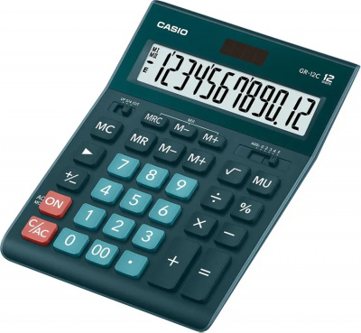 Калькулятор 12 разрядов, 34,5 x 210 x 155мм, зеленый CASIO GR-12C-DG-W-EP
