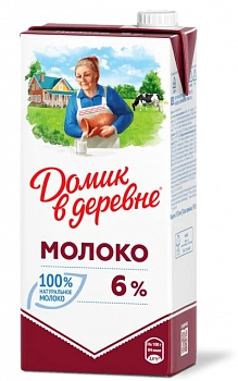 KALAM.KZ - Молоко 0,95л, 6 % "Домик в деревне"