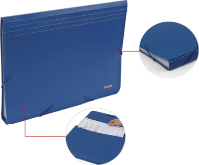 KALAM.KZ - Папка с резинкой А4, 700мкм, ширина корешка 14мм, на 13 отделений, синяя,  Foska