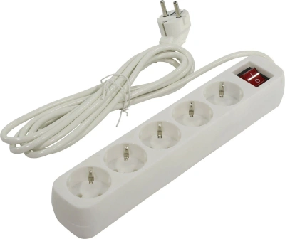 KALAM.KZ - Сетевой фильтр 5 гнезд, 3 м, Defender S530 с выкл. и заземл. белый