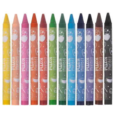 KALAM.KZ - Мелки восковые 12 цветов, набор, картонная упаковка Hatber