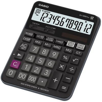 Калькулятор 12 разрядов, 34,6 x 144 x 192мм, черный CASIO DJ-120DPLUS-W-EP