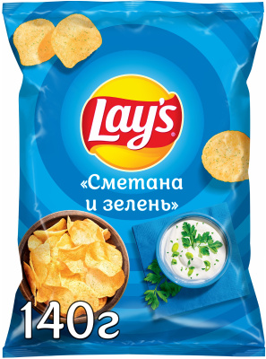 Чипсы LAYS картофельные сметана, зелень 140 г