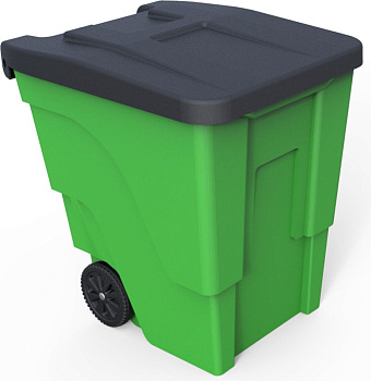 KALAM.KZ - Бак для мусора 360л, с черной крышкой пластиковый зеленый