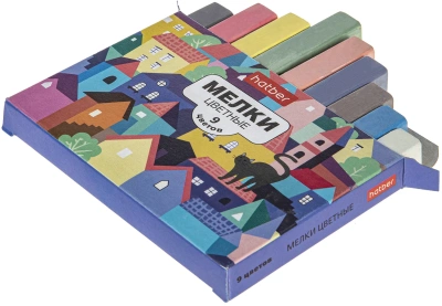 KALAM.KZ - Мелки цветные 9 цветов, набор, картонная упаковка Hatber