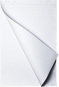 KALAM.KZ - Блок бумаги для флипчарта, 64х96см, 80гр, 20л, белый в клетку перфорация на отрыв