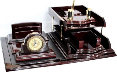 KALAM.KZ - Набор настольный 8 предметов, дерево, темно-бордовый Grand