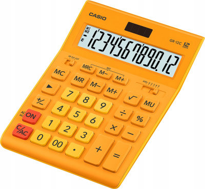 Калькулятор 12 разрядов, 34,5 x 210 x 155мм, желтый CASIO GR-12C-RG-W-EP