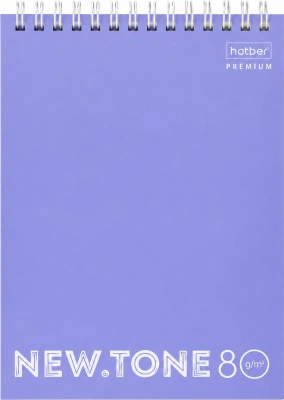 Блокнот 80л, А6, клетка, на гребне, лак обложка, серия "NewTone Pastel - Лаванда","Hatber Premium"