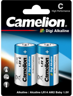 Батарейка C, 1.5V,, Digi Alkaline, (блистер 2шт) Camelion