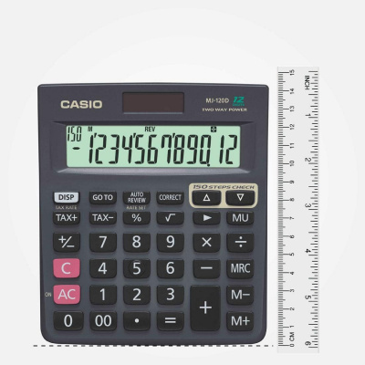 KALAM.KZ - Калькулятор 12 разрядов, 28,6 x 126,5 x 148мм, черный CASIO MJ-120DPLUS-W-EP