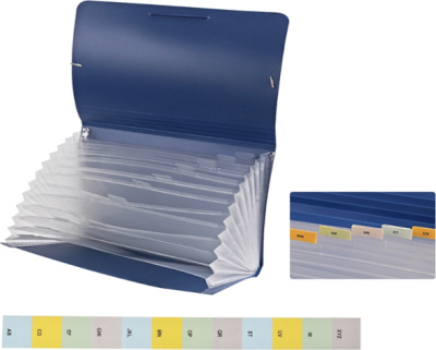 KALAM.KZ - Папка с резинкой А4, 700мкм, ширина корешка 14мм, на 13 отделений, синяя,  Foska