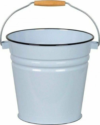 KALAM.KZ - Ведро эмалированное 12л с крышкой Клубника садовая серо-голубое