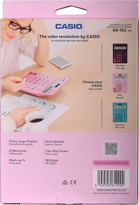 KALAM.KZ - Калькулятор 12 разрядов, 34,5 x 210 x 155мм, розовый CASIO GR-12C-PK-W-EP