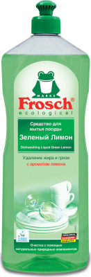 Средство для мытья посуды 1л, "Frosch" Зеленый лимон, пуш-пул