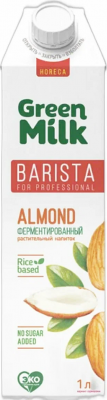 Напиток рисовый 1л, Green Milk Barista миндаль