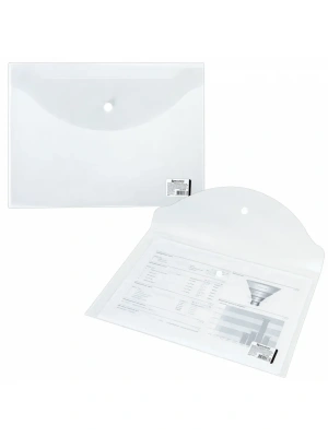 KALAM.KZ - Папка-конверт на кнопке А4, 0,15мм., до 100л., прозрачная, Brauberg