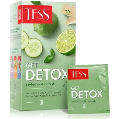 KALAM.KZ - Чай зеленый, 20 пирамидок Tess Get Detox Лайм