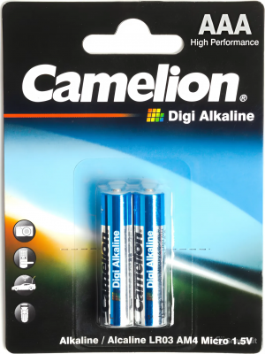 Батарейка AAA,1.5V, Digi Alkaline, (блистер 2шт) Camelion