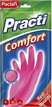 KALAM.KZ - Перчатки резиновые розовые размер M "Paclan Practi.Comfort"