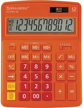KALAM.KZ - Калькулятор 12 разрядов, 15.5x20.6см, оранжевый  BRAUBERG EXTRA-12-RG