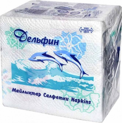 Салфетки бумажные 70 шт, 24*24 мм 1но-слойные, белые, Дельфин