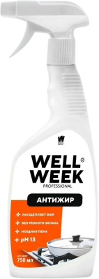 Средство чистящее для кухни, 500мл., Антижир спрей с триггером "Wellweek" Professional