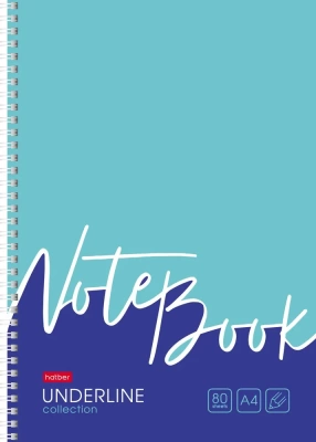 Тетрадь "Hatber", 80л, А4, клетка, жёсткая подложка, на гребне, серия "Underline"