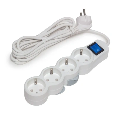 KALAM.KZ - Сетевой фильтр 4 гнезда, 3 м, SVC, 220-250В, 10A, полиэтиленовая упаковка, ZP4S-30M, белый