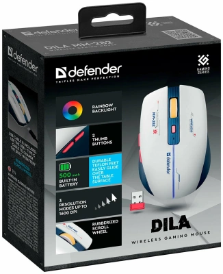KALAM.KZ - Мышь беспроводная Defender Dila MM-282, белый + синий