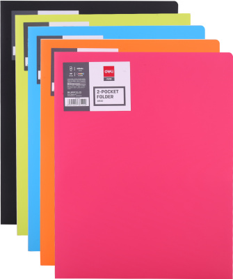 Папка-уголок А4 формат, 2 кармана, 400 мкм, ассорти Deli