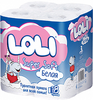 KALAM.KZ - Туалетная  бумага, в уп.8 шт, Loli Super Soft